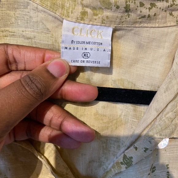 Click made in USA size XL green/ cream linen shirt - Picture 4 of 8